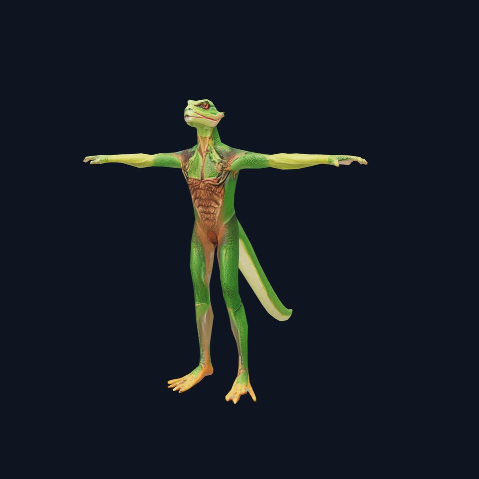Green Reptilian Alien model pack